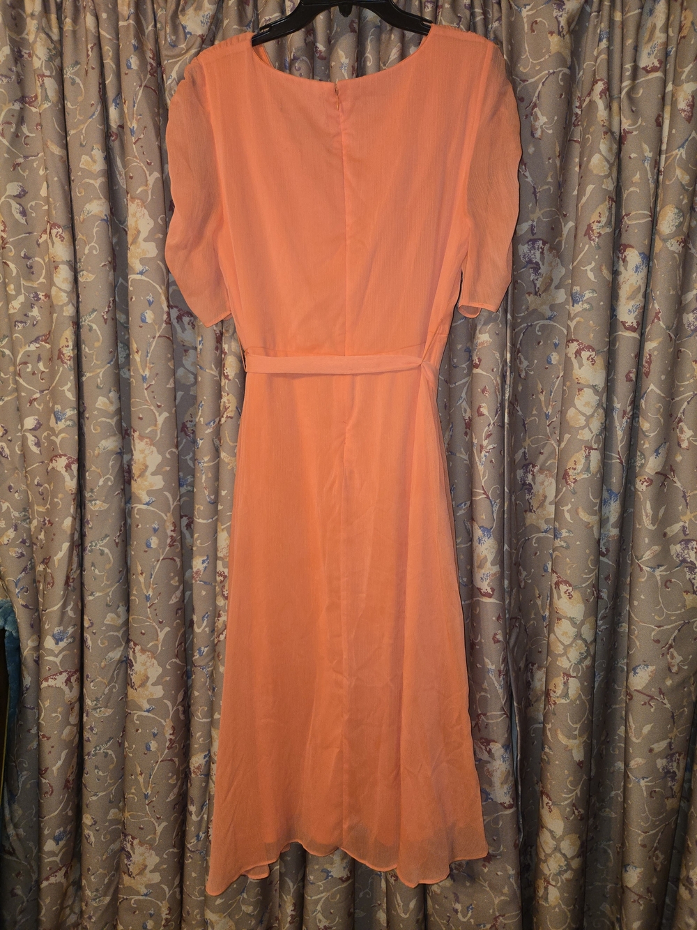 DNKY Wrap Midi Dress Coral Orange - Picture 13 of 14